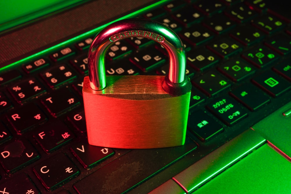 Padlock and card symbolizing PCI data security