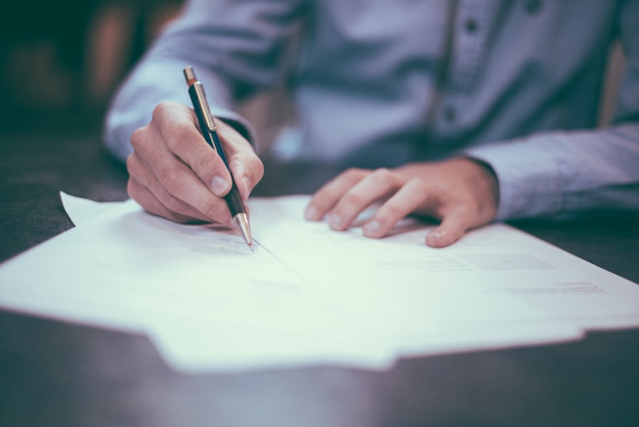 Business owner organizing transaction records and receipts
